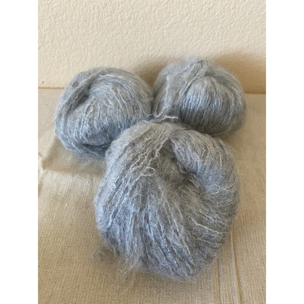 3 Skeins Yarn Mohair Grey Mix 122g #585